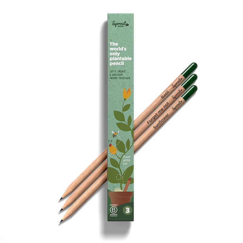Sprout-Verpackung mit 3 Bleistiften